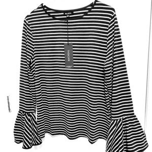 Racheal Brand Navy Blue/White striped belle top